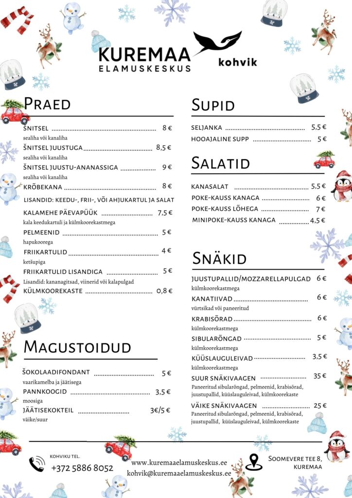 Kuremaa kohviku menüü_talv