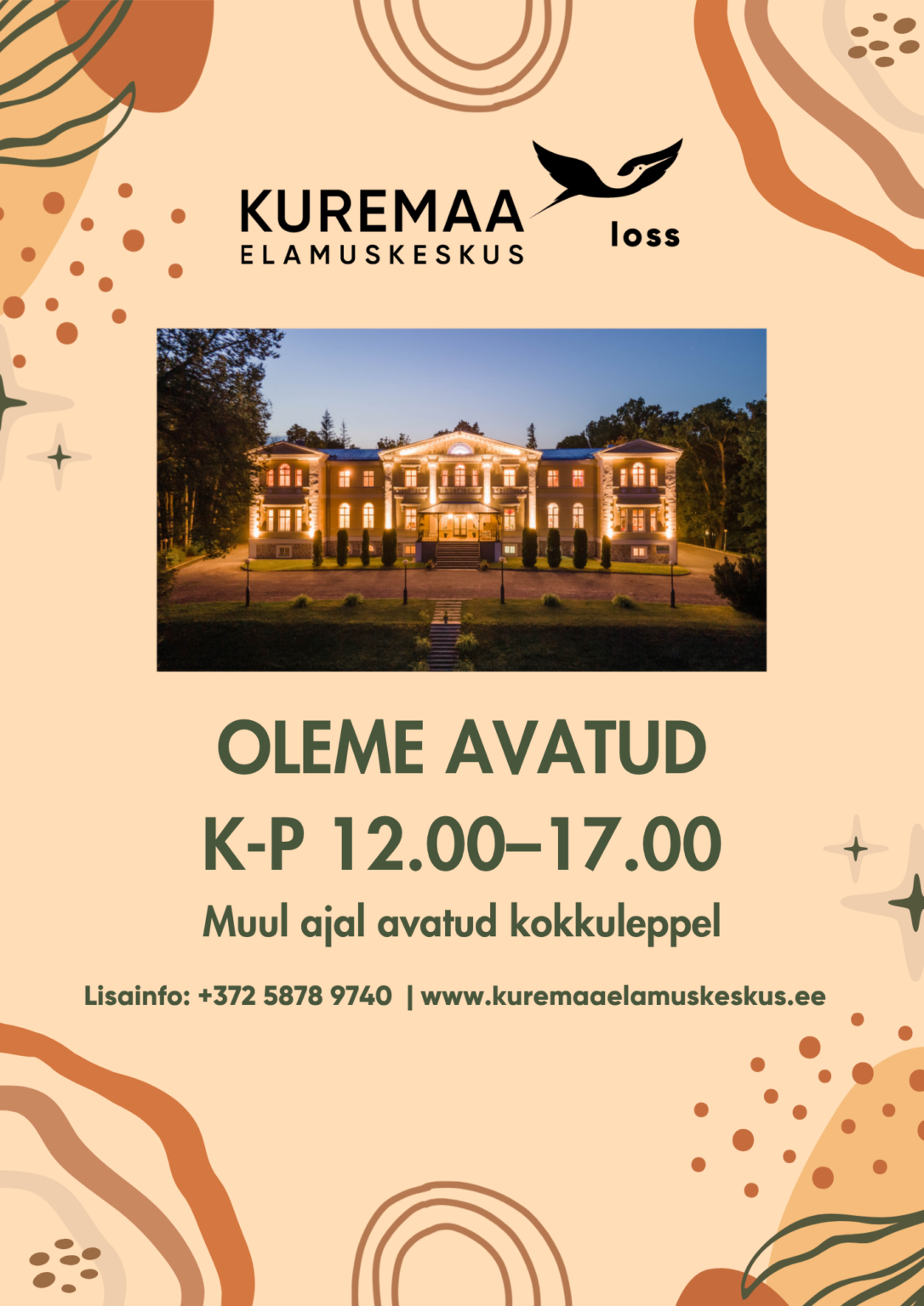 Kuremaa loss lahtiolekuajad sügis-talv 2026